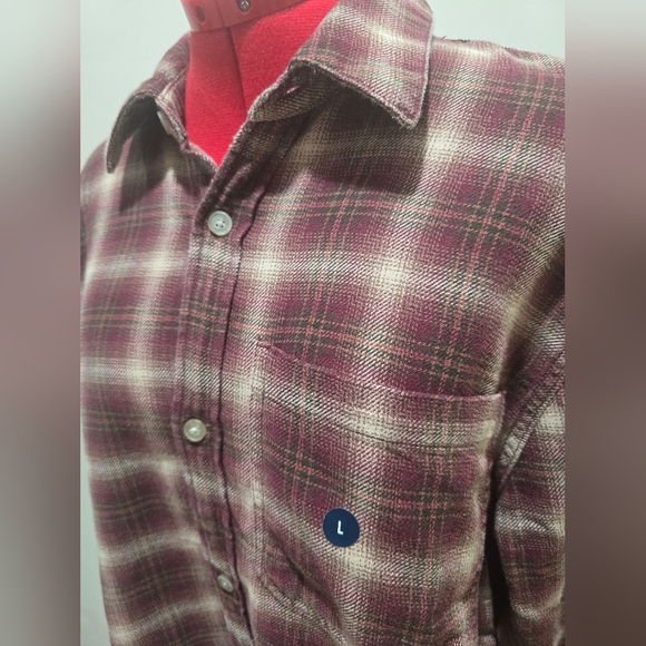Hollister Burgundy Plaid Casual Shirt - Picture 2 of 5
